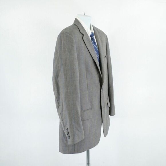 Joseph Feiss Gold Tweed Wool‎ Gray Patchwork Herringbone Tan Blue Windowpane 44R - Picture 7 of 12
